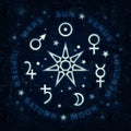 Ancient Star of The Magicians. Seven planets of Astrology. Royalty Free Stock Photo